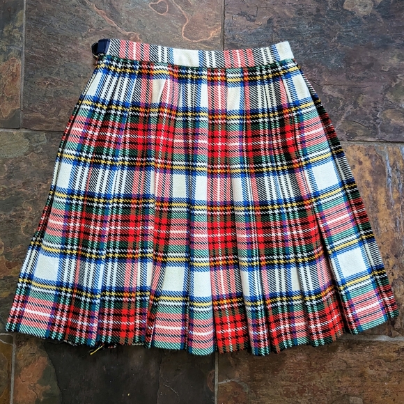 vintage PLAID PLEATED wrap SKIRT xs (E1) - Picture 6 of 9